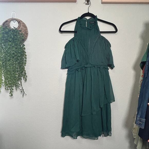 NEW Ted Baker Poppio Rope Detail Mini Dress Ruffle Rope Hunter Green Sz 6 Dainty - Picture 11 of 12